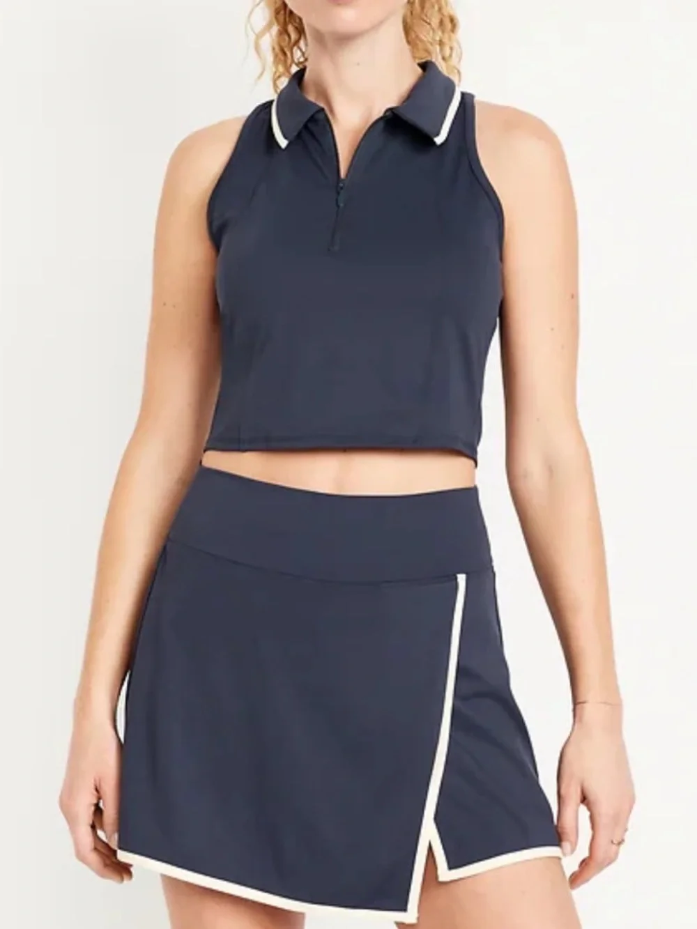 NWT Old Navy PowerSoft Crop Polo tank top Navy Blue & White - Picture 5 of 5